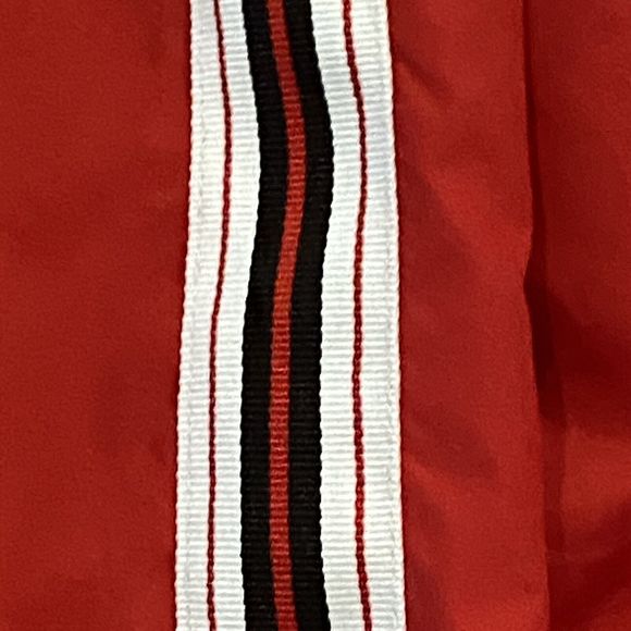 Women's GARAGE Windbreaker Jacket Size Small Red Striped Cropped Full Zip Nylon - Picture 9 of 10